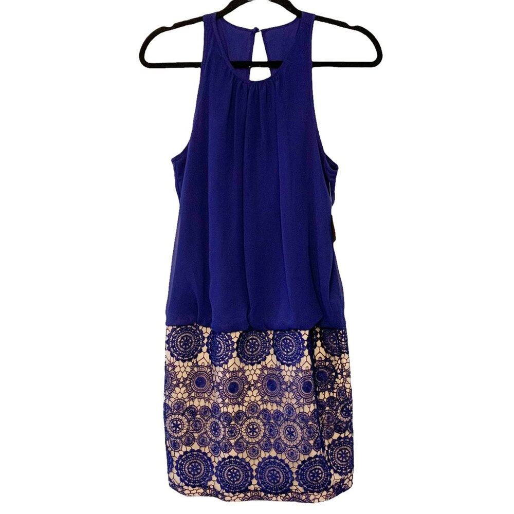 AIDAN BY AIDAN MATTOX Chiffon and Lace Blouson Dress 4 NWT